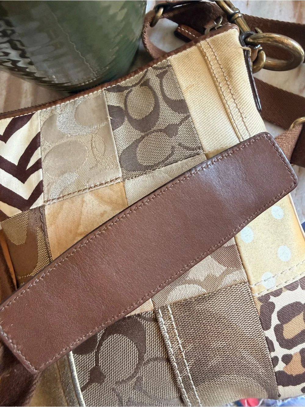 Coach Vintage Y2K Patchwork Bag Tan Crossbody‎ Swingpack